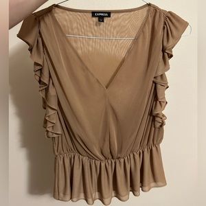 Express Mesh Ruffle Top